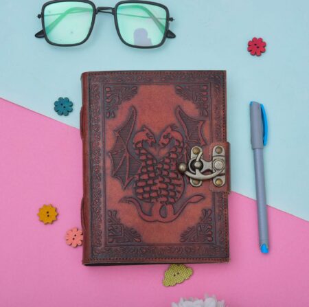 Leather Journal Diary with metal lock vintage Journal handmade 200 pages white unruled|travel Diary|personal journal -13